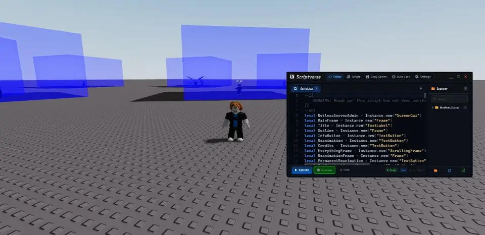 Scriptverse running in a Roblox game