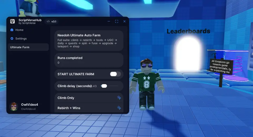Auto Complete, Max Wins, Gamepass Unlocker, Instant Rebirth