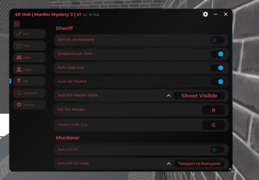 SP Hub Murder Mystery 2 Keyless (Auto Kill, Kill All, Auto Farm Coins, Fling All)